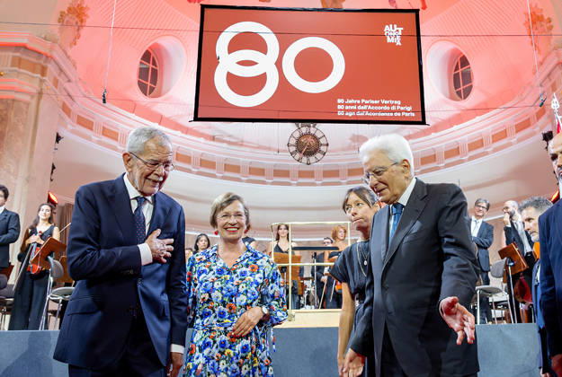 September 5, 2026, Merano, Rome, Italy: President Sergio Mattarella with the Federal President of the Republic of Austria, HE Mr. Alexander Van der Bellen, at the end of the ceremony on the occasion of the Day of Autonomy , Merano, 5 September 2026. Merano Italy  - ZUMAa289 20260905_zia_a289_013 Copyright: xPaoloxGiandottix xAgfx