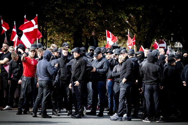 Activists from the right and the left are holding demonstrations. The initiative The Danish People is organizing a so-called remigration march and is met by a counter-demonstration organized by the Joint Initiative Against Racism and Discrimination in Østerbro, Copenhagen, on September 5, 2026. Photo: Nils Meilvang, Scanpix 2026, Copenhagen, Denmark  Copyright: NILSxMEILVANG NilsxMeilvangx spdk20260905-160230-L