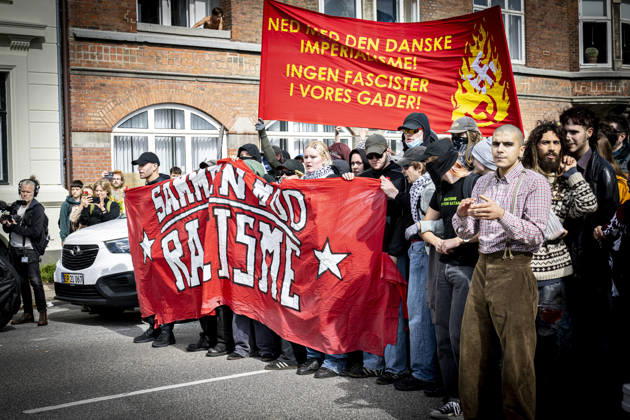 Police and a counter-demonstration organized by the Joint Initiative Against Racism and Discrimination clash on Classensgade. Activists from the right and left wings hold demonstrations. The group The Danish People holds a so-called remigration march and is met by a counter-demonstratio  Copyright: NILSxMEILVANG NilsxMeilvangx spdk20260905-160235-L