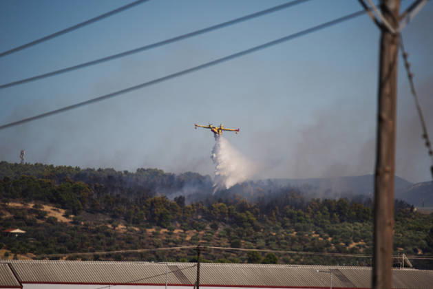 September 5, 2026, Thiva, Voiotia, Greece: A firefighting aircraft drops water on a fire caused by the crash of a Hellenic Air Force F-4 Phantom during the Athens Flying Week air show. Thiva Greece - ZUMAx103 20260905_zip_x103_012 Copyright: xHarrisxXanthopoulosx
