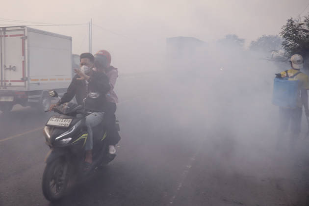 Forest and Peatland Fire in Ogan Ilir, South Sumatra A resident rides a motorcycle through the haze along the Palembang - Inderalaya Highway in South Sumatra, Indonesia, on September 5, 2026. South Sumatra Indonesia  Copyright: xSigitxPrasetyax originalFilename: prasetya-notitle260905_npxd7
