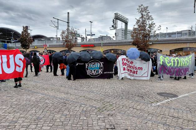 Halle an der Saale, Saxony-Anhalt, Germany, September 5, 2026. A demonstration under the slogan Stay Antifa. Participants gathered on the station plaza to protest against the far right and the AfD on the eve of the state election. Copyright: xdtsxNachrichtenagenturx dts_132763