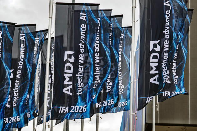 IFA Trade Fair In Berlin Flags with the logo of AMD fly in front of the fair during the IFA Consumer Electronics and Home Appliances trade fair in Berlin, Germany, on September 5, 2026. Berlin Germany  Copyright: xEmmanuelexContinix originalFilename: contini-ifatrade260905_npOl6.jpg