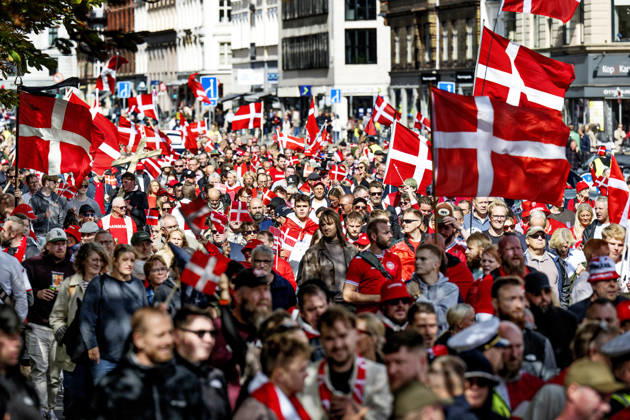 The Danish People is holding a so-called remigration march. The initiative, The Danish People, is holding a so-called remigration march and is met by a counter-demonstration organized by the Joint Initiative Against Racism and Discrimination in Østerbro, Copenhagen, on September 5, 2026. Photo: Nils Meilvang, Scanpix 2026, Copenhagen, Denmark  Copyright: NILSxMEILVANG NilsxMeilvangx spdk20260905-173929-L