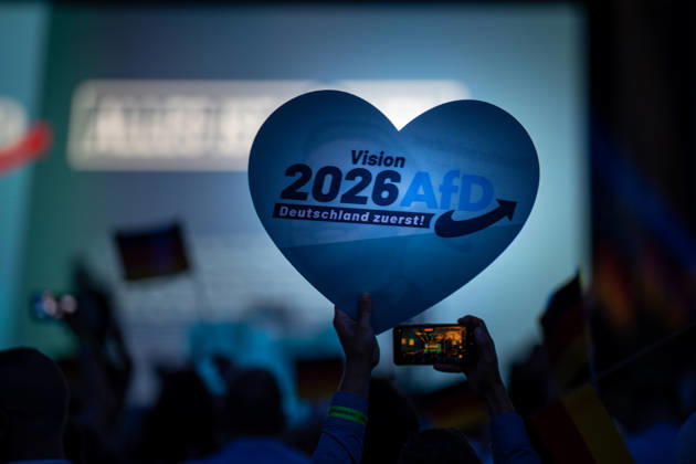 View of the event hall during the Saxony-Anhalt state election closing event hosted by the AfD in Magdeburg, Magdeburg, Saxony-Anhalt, Germany, at the AMO Culture and Convention Center
