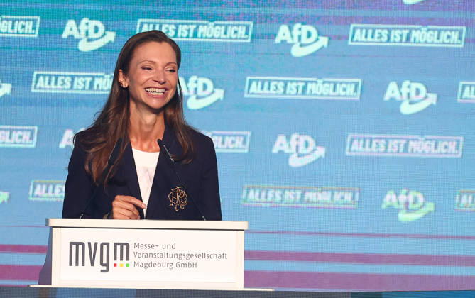 Susanne Fürst , AfD Wahlkampfabschluss in Magdeburg , Sachsen-Anhalt , Deutschland . September 05 , 2026 . Photo by: Davide Elias IPA Photo Pressefoto DENL Copyright: xDavidexEliasx