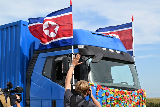 Russia North Korea Road Bridge 9237997 07.09.2026 A truck drives along the new road bridge over the Tumen River, connecting Russia s Primorye Territory and North Korea. The bridge is named after Yakov Novichenko, a Red Army officer who, in 1946, covered a grenade thrown at North Korean leader Kim Il Sung with his body. Vitaliy Ankov Sputnik Vladivostok Primorye Territory Russia  Copyright: xVitaliyxAnkovx