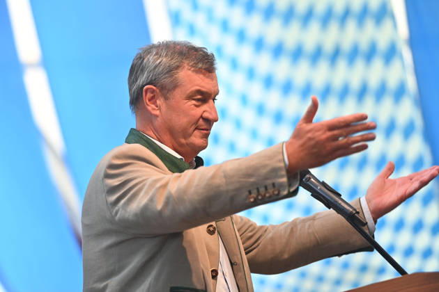 Speech by Markus SOEDER, Minister-President of Bavaria and CSU Chairman; single image, cropped single shot, portrait, Political Gillamoos on September 7, 2026, in Abensberg,