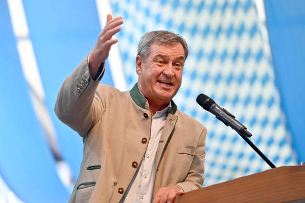 Speech by Markus SOEDER, Minister-President of Bavaria and CSU Chairman; single image, cropped single shot, portrait, Political Gillamoos on September 7, 2026, in Abensberg,