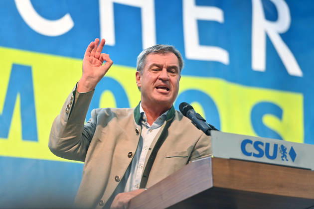 Speech by Markus SOEDER, Minister-President of Bavaria and CSU Chairman; single image, cropped single subject, portrait, political Gillamoos on September 7, 2026, in Abensberg,