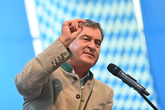Speech by Markus SOEDER, Minister-President of Bavaria and CSU Chairman; single image, cropped single subject, portrait, political Gillamoos on September 7, 2026, in Abensberg,