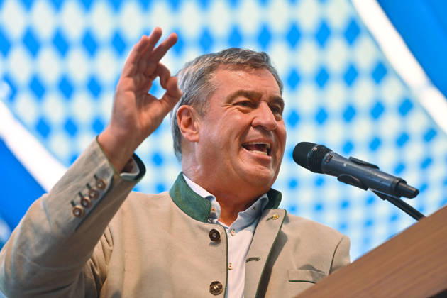 Speech by Markus SOEDER, Minister-President of Bavaria and CSU Chairman; single image, cropped single subject, portrait, political Gillamoos on September 7, 2026, in Abensberg,
