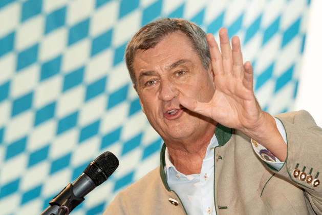 Markus Söder, Minister-President of Bavaria, CSU, at the traditional political morning beer gathering at the Gillamoos folk festival in Abensberg, September 7, 2026, Germany, Abensberg, September 7, 2026, Markus Söder, Minister-President of Bavaria, CSU, speech at the traditional political morning beer gathering at the Gillamoos folk festival, Hofbräuzelt, Gillamoos Monday, p