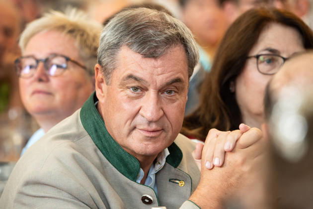 Markus Söder, Minister-President of Bavaria, CSU, at the traditional political morning beer gathering at the Gillamoos folk festival in Abensberg, September 7, 2026, Germany, Abensberg, September 7, 2026, Markus Söder, Minister-President of Bavaria, CSU, portrait at the traditional political morning beer gathering at the Gillamoos folk festival, Hofbräuzelt, Gillamoos Mon