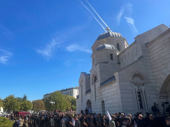 SERBIA, BELGRADE - SEPTEMBER 7, 2026: Mourners gather for a funeral service for General Ratko Mladic (1942-2026), commander of the Army of Republika Srpska in the Bosnian War, at the Church of St Luke the Holy Apostle and Evangelist. Mladic passed away in The Hague on August 27 after 15 years of his life sentence. Ivan Popov TASS  97282935