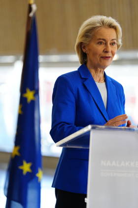 DENMARK GREENLAND Press conference with von der Leyen, Mette Frederiksen, and Jens Frederik Nielsen Denmark’s Prime Minister Mette Frederiksen, Greenland’s government leader Jens Frederik Nielsen, and European Commission President Ursula von der Leyen hold a press conference in Nuuk on Monday, September 7, 2026 Photo by Mads Claus Rasmussen, Scanpix 2026, Nuuk, Denmark  Copyright: MadsxClausxRasmussenx spdk20260907-140941-L