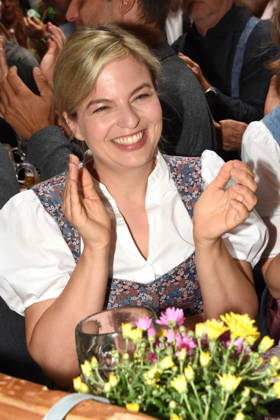 Katharina Schulze, Chair of the Bavarian Greens’ parliamentary caucus in the State Parliament, Abendsberg, September 7, 2026. Political morning beer gathering at the Gillamoos in the Bündnis 90 Die Grünen wine tent. Photo: Abendsberg