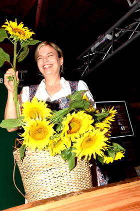 Katharina Schulze, Chair of the Bavarian Greens’ parliamentary caucus in the State Parliament, Abendsberg, September 7, 2026. Political morning beer gathering at the Gillamoos in the Bündnis 90 The Greens wine tent. Photo: Abendsberg