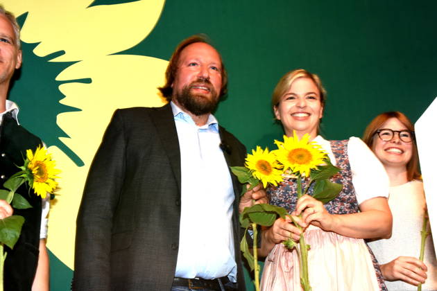 Anton Hofreiter, Member of the German Bundestag and Chair of the European Affairs Committee; Katharina Schulze, Chair of the Bavarian Greens’ parliamentary group in the State Parliament; Abendsberg, September 7, 2026; Political morning beer gathering at the Gillamoos in the Bündnis 90 The Greens wine tent; Photo: Abendsberg