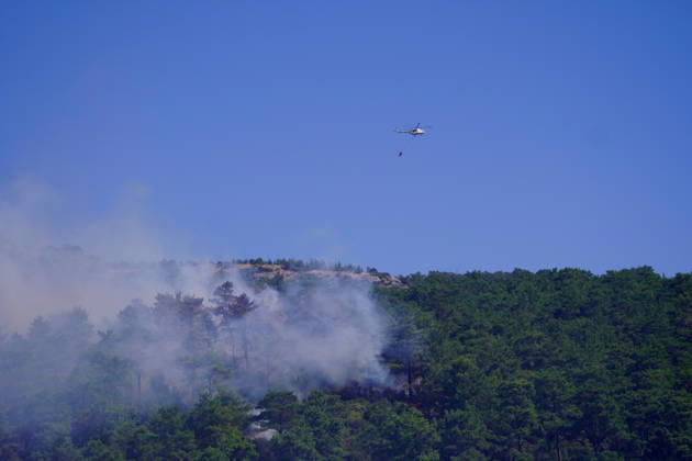 Wildfire in Mugla MUGLA, TURKIYE - SEPTEMBER 7: Firefighting aircraft continue cooling operations after a forest fire that broke out in the Mentese district and spread to the Ula district was largely brought under control following aerial and ground intervention in Mugla, Turkiye, on September 7, 2026. Osman Akca Anadolu Mugla Turkey. Editorial use only. Please get in touch for any other usage.  Copyright: x2026xAnadoluxOsmanxAkcax
