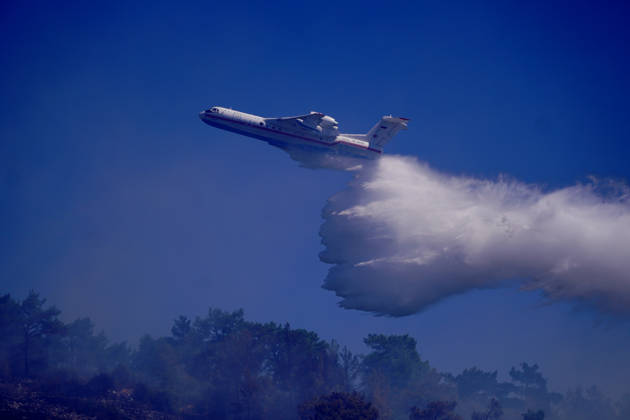Wildfire in Mugla MUGLA, TURKIYE - SEPTEMBER 7: Firefighting aircraft continue cooling operations after a forest fire that broke out in the Mentese district and spread to the Ula district was largely brought under control following aerial and ground intervention in Mugla, Turkiye, on September 7, 2026. Osman Akca Anadolu Mugla Turkey. Editorial use only. Please get in touch for any other usage.  Copyright: x2026xAnadoluxOsmanxAkcax