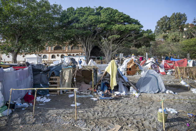 Settlements Continue on El Trampolín Beach Settlements on El Trampolín Beach, as of September 7, 2026, in Ceuta, Spain. Despite having been evicted, the camp on El Trampolín Beach resembles a makeshift city and remains occupied by people who continue to arrive in Ceuta. SEPTEMBER 7, 2026 Ceuta, Spain  Copyright: xMarcosxMorenox 7756367