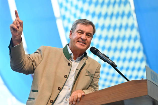 Speech by Markus SOEDER, Minister-President of Bavaria and CSU Chairman; single frame, cropped image, half-length portrait, Political Gillamoos on September 7, 2026, in Abensberg,