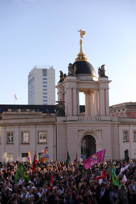 Protesters at the state parliament during a rally against the Alternative for Germany (AfD) party following its victory in the state election in Saxony-Anhalt, Alter Markt, Potsdam, September 7, 2026 Rally against the AfD in Potsdam
