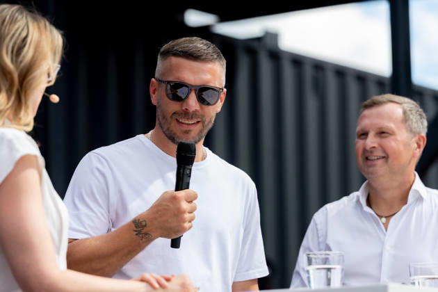 DIGITAL X 2026 at the Rheinauhafen in Cologne, September 8, 2026. Former national soccer player and 2014 World Cup champion Lukas PODOLSKI, along with Prof. Dr. Alena Buyx and Klaus Werner. Visitors learn more at DIGI Copyright: xMarcxJohnx