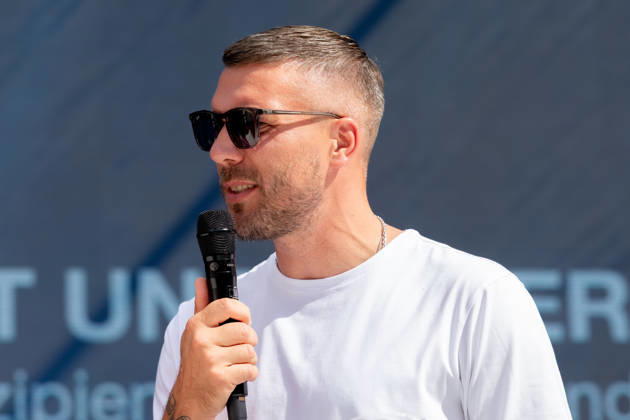 DIGITAL X 2026 at the Rheinauhafen in Cologne, September 8, 2026. Former national soccer player and 2014 World Cup champion Lukas PODOLSKI, along with Prof. Dr. Alena Buyx and Klaus Werner. Visitors learn more at DIGI Copyright: xMarcxJohnx