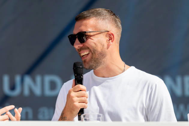 DIGITAL X 2026 at the Rheinauhafen in Cologne, September 8, 2026. Former national soccer player and 2014 World Cup champion Lukas PODOLSKI, along with Prof. Dr. Alena Buyx and Klaus Werner. Visitors learn more at DIGI Copyright: xMarcxJohnx
