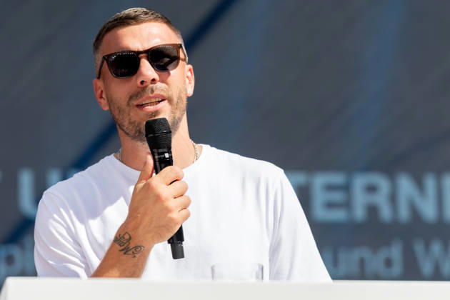 DIGITAL X 2026 at the Rheinauhafen in Cologne, September 8, 2026. Former national soccer player and 2014 World Cup champion Lukas PODOLSKI, along with Prof. Dr. Alena Buyx and Klaus Werner. Visitors learn more at DIGI Copyright: xMarcxJohnx
