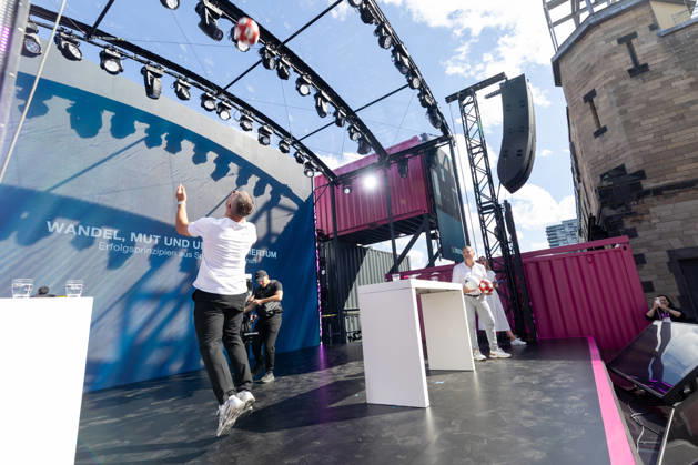 DIGITAL X 2026 at the Rheinauhafen in Cologne, September 8, 2026 Former national soccer player and 2014 World Cup champion Lukas PODOLSKI, along with Prof. Dr. Alena Buyx and Klaus Werner, visitors learn more at DIGIT Copyright: xMarcxJohnx