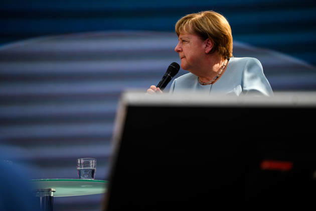 COLOGNE, GERMANY - 8 SEPTEMBER, 2026: Angela Merkel Stateswoman and former Chancellor of Germany - DIGITAL X 2026 at Rheinauhafen.  Copyright: xVitaliixKliuievx