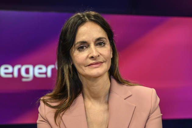 from left: Iris Sayram, ARD Capital Studio, GER, Berlin, studio, guest on Maischberger, political talk show, TV, program, with host Sandra Maischberger, Das Erste, from Adlershof, Am Studio 20, September 8, 2026, Copyright: HMBxMedia UwexKoch