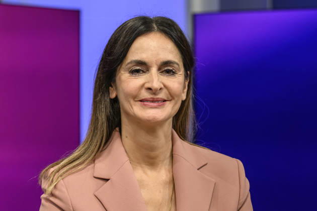 from left: Iris Sayram, ARD Capital Studio, GER, Berlin, studio, guest on Maischberger, political talk show, TV, program, with host Sandra Maischberger, Das Erste, from Adlershof, Am Studio 20, September 8, 2026, Copyright: HMBxMedia UwexKoch