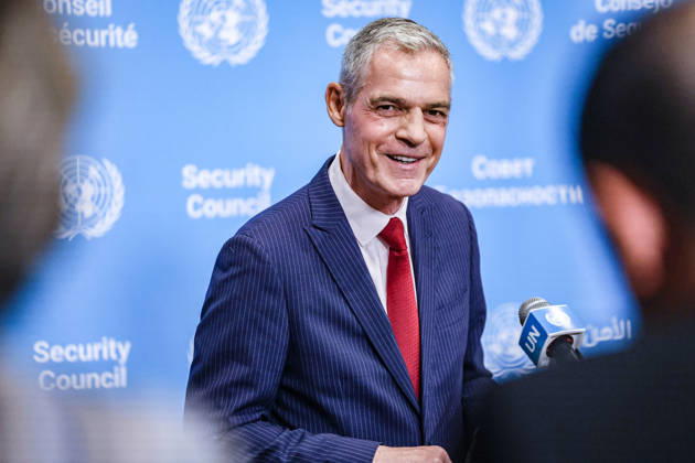 September 8, 2026, New York, New York, United States: JEROME BONNAFONT, France Permanent Representative to the UN and Security Council President for September, smiles before leaving after speaking to the press at the SC stakeout on Libya at UNHQ. The Security Council discussed the UN-led political process, efforts towards national elections and unified institutions, and continuing security and human rights concerns in Libya. New York United States  - ZUMAo116 20260908_znp_o116_098 Copyright: xBiancaxOterox