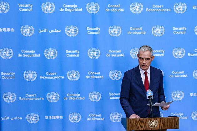 September 8, 2026, New York, New York, United States: JEROME BONNAFONT, France Permanent Representative to the UN and Security Council President for September, speaks to the press at the SC stakeout on Libya at UNHQ. The Security Council discussed the UN-led political process, efforts towards national elections and unified institutions, and continuing security and human rights concerns in Libya. New York United States  - ZUMAo116 20260908_znp_o116_102 Copyright: xBiancaxOterox