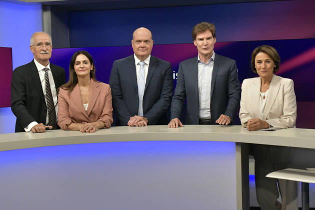 Sergej Lochthofen, Iris Sayram, Robin Alexander, Carsten Maschmeyer, and Sandra Maischberger on the ARD talk show *maischberger* at the studio in Berlin-Adlershof, Berlin, September 8, 2026 Foto:xM.xBehrensx xFuturexImagex maischberger0809_6901