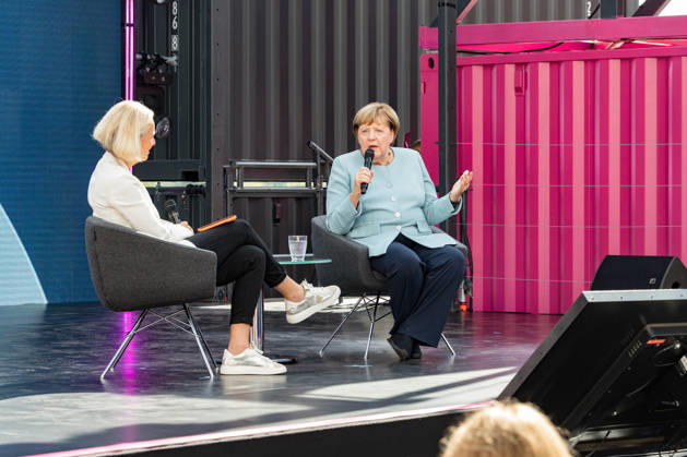 DIGITAL X 2026 at the Rheinauhafen in Cologne, September 8, 2026. Former German Chancellor Angela MERKEL (CDU) with journalist Miriam MECKEL, editor of *ada* and professor at the University of St. Gallen. V Copyright: xMarcxJohnx