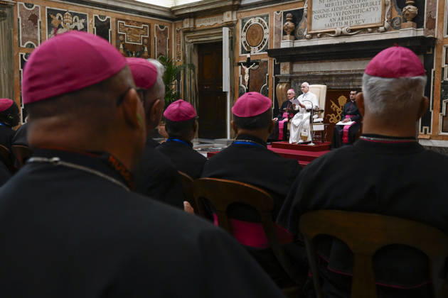 POPE LEO XIV PRIVATE AUDIENCE Italy, Rome, Vatican, 2026 9 9 Pope Leo XIV receives bishops associated with the Focolare Movement in a private audience at the Vatican. EDITORIAL USE ONLY - NO BOOKS Copyright: xVATICANxMEDIA xCatholicxPressxPhotox