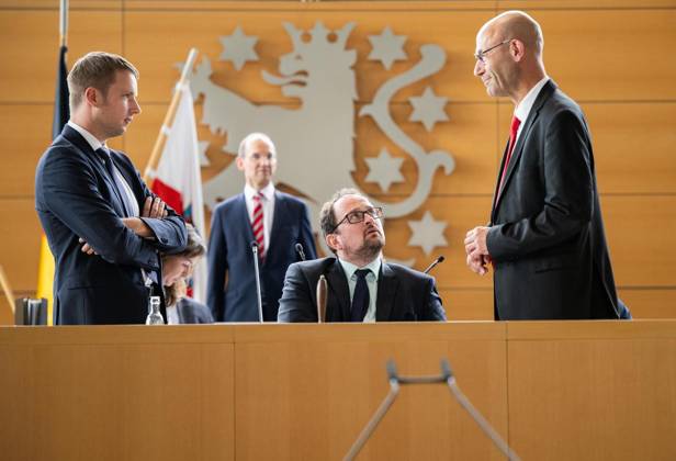 8 THURINGIAN STATE PARLIAMENT 52nd PLENARY SESSION ** FOR EDITORIAL USE ONLY ** EDITORIAL USE ONLY ** September 9, 2026, Erfurt, Thuringian State Parliament, 8th Legislative Session, 52nd Plenary Session. Pictured: State Parliament Director Jörg Hopfe, State Parliament President Thadäus König, CDU Germany, Thuringia, Erfurt. Copyright SaschaxFromm Copyright: SaschaxFromm doc87izco7qz42m3ol1gka ,EDITORIAL USE ONLY Copyright: SaschaxFromm