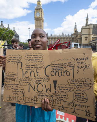 September 9, 2026, London, London, UK: LONDON, UK. Protesters gather outside the Houses of Parliament protesting for more council homes, social housing and an end to rent controls in an event organised by the London Renters Union. London UK  - ZUMAl94_ 20260909_zaf_l94_017 Copyright: xStephenxChungx