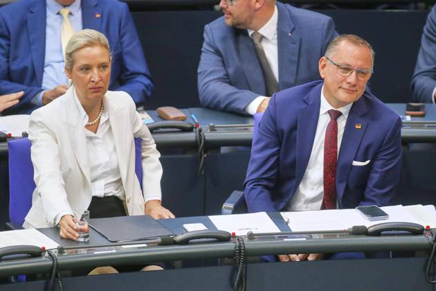 Berlin, Germany, September 9, 2026 German Bundestag 92nd Session of the Bundestag Budget Week Alice Weidel and Tino Chrupalla, both of the AfD Copyright: xdtsxNachrichtenagenturx dts_133800