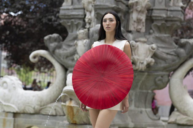 September 9, 2026, Madrid, Spain: A model parades with Maria Lafuente design during the OMODA Fashion Week Madrid at Jardines Sabatini Madrid. Madrid Spain  - ZUMAs197 20260909_aaa_s197_153 Copyright: xAtilanoxGarciax