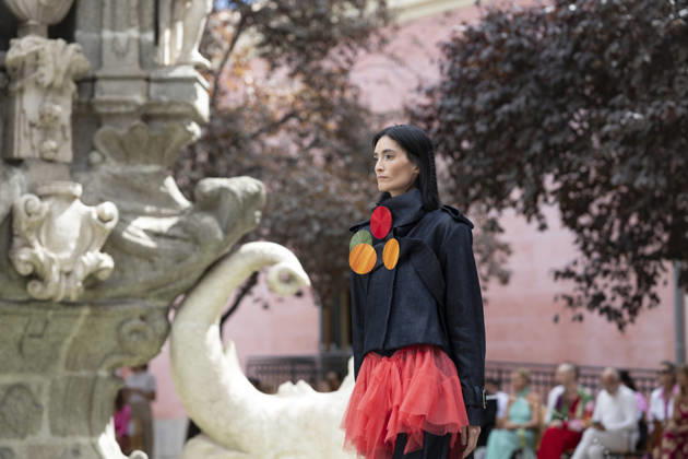 September 9, 2026, Madrid, Spain: A model parades with Maria Lafuente design during the OMODA Fashion Week Madrid at Jardines Sabatini Madrid. Madrid Spain  - ZUMAs197 20260909_aaa_s197_155 Copyright: xAtilanoxGarciax