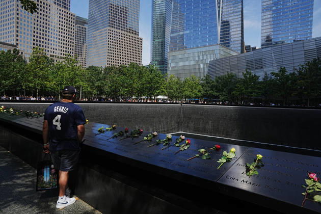 September 9, 2026, New York, New York, USA: A visitor looks over the South Tower reflecting pool ahead of the 25th anniversary of the attacks of September 11 at the 9 11 Memorial on September 9, 2026 in New York. New York USA  - ZUMAb148 20260909_zap_b148_072 Copyright: xBryanxSmithx