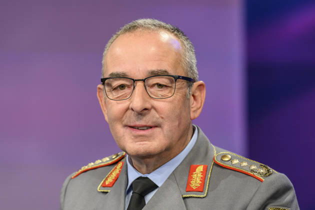 Pictured, from left: Carsten Breuer, Inspector General of the Bundeswehr, GER, Berlin, studio, guest on Maischberger, political talk show, TV, program, with host Sandra Maischberger, Das Erste, from Studio 20 in Adlershof, September 9, 2026, Copyright: HMBxMedia UwexKoch