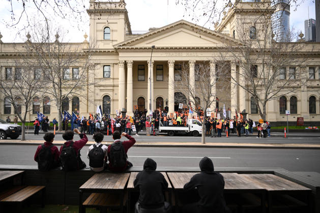 TWU STRIKE MELBOURNE, Transport Workers Union (TWU) members strike at Victorian Trades Hall in Carlton, Melbourne, Thursday, September 10, 2026. Thousands of transport workers start a 24-hour strike for a fight for safe, secure jobs. ( NO ARCHIVING MELBOURNE VICTORIA AUSTRALIA  Copyright: xJOELxCARRETTx 20260910125640099269