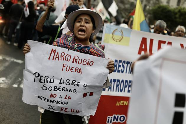 Protest against Marco Rubio’s visit to Lima LIMA, PERU - SEPTEMBER 09, 2026 People participate in a demonstration against the visit of U.S. Secretary of State Marco Rubio on September 9, 2026, in Lima, Peru. The Communist Party of Peru staged a protest against the official visit of U.S. Secretary of State Marco Rubio. The organization accuses him of promoting the blockade against Cuba and of being complicit in conflicts in the Middle East. The demonstration aims to express opposition to United States foreign policy. Klebher Vasquez Anadolu Lima Peru. Editorial use only. Please get in touch for any other usage.  Copyright: x2026xAnadoluxKlebherxVasquezx